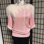 Vintage Crochet Macrame Angora chunky knit Breathable Pastel sweater shirt coquette coastal cottage Western Pink Size M Photo 7