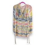 Free People  Boho Rope Tie Side Hooded Tunic Sweater Oversized Size S Photo 2
