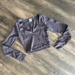 Aritzia TNA chocolate brown cropped waffle knit long sleeve top Photo 0