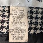 Vintage 90s Black White Houndstooth Blazer Jacket Velvet Collar Wool Blend 12 Photo 8