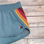 Aviator Nation Flex Board Rainbow Stripes Dolphin Hem Elastic Waistband Shorts M Photo 2