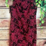 Teri Jon by Rickie Freeman Cocktail Sheath Dress Size 12 Floral Beaded Midi Black Photo 0