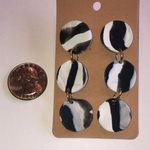 Black and White Retro Boho Clay Dangle Earrings Photo 2