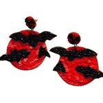 Halloween Bat Earrings Viola NWT Orange Photo 0