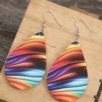 Rainbow Color Water Drop Earrings Purple Photo 0