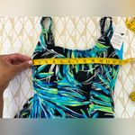 Azul NWT Blue and Green One Piece Flutter Skirt Swimsuit Tropical Print Size 8 Photo 6