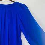 Diane Von Furstenberg  Cahil Cobalt Blue Long Sleeve V-Neck Silk Blouse Size 2 Photo 14