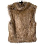 Faux Fur Vest SZ M/L Brown Tan Mob Wife Fury Fuzzy Pockets Size M Photo 1