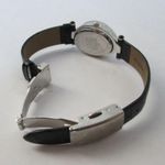 Gucci Paolo  Women's Rhinestone Accented Silvertone Black Leather Band Watch Photo 4