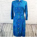 St.John Sport small blue/green print shirt dress womens designer colorful Blue Photo 6