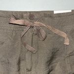 Coldwater Creek NWT Size 16 Brown Natural Fit Linen Blend Crop Pants Photo 2