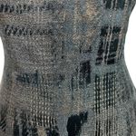 Theia Sheath Abstract Plaid Cocktail Dress Size 2 Gold Black Cap Sleeve Luxury Photo 3