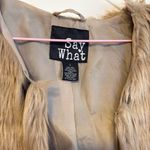 Say What? Say What Faux Fur Open Front Sleeveless Vest Tan Stripes Womens Size Large Photo 2