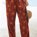 Beach Riot  x Anthropologie Brown Sun Print Cover-Up Pants M Photo 0