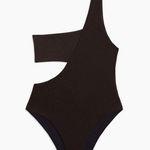 ONIA Margot One Shoulder Cut Out Bandeau One piece swimsuit Black Size M… Photo 0