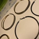 Lot Of 3 Women’s Costume Earrings Pierced Hoop 2 Silver Tone 1 Black Mix Photo 9