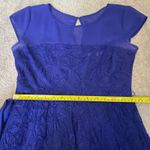 Dressbarn Blue Lace Midi Dress Sz 6 Cap Sleeve Boat Neck A Line Tie Waist Flora Photo 8