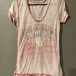 Campus Heritage Red Burnout V Neck Short Sleeve Oklahoma Sooners OU Size S Photo 0