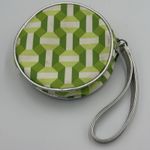 Clinique  Small Wristlet Green/white Geometric Design‎ 4" Round Cosmetic Bag Photo 0