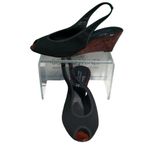 Donald Pliner Black Mesh Tortoise Patent Leather Wedge Shoe Peep Toe NWT $225 Size 6 Photo 2