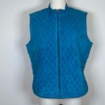 Revue Quilted Blue Suede Vest Pockets Front Zipper 100% Leather Women’s Size 10 Photo 1