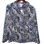 CJ Banks blue and tan paisley print button front jacket size 1X Photo 0