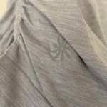 Athleta  Pure Tee Womens Medium Ruched Side Short Sleeve Gray Shirt Yoga Fitted‎ Photo 2