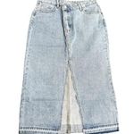 SheIn Women's Asymmetrical Midi Raw Hem Jean Skirt in Blue, Size L Photo 0