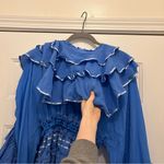 Free People x Fillyboo Lotus Ruffles Buttondown Ribbon Trim Mini Dress Tunic Blue Size XS Photo 10