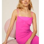 Line and Dot  Adelyn Hot Pink Maxi Slip Dress Square Neck Spaghetti Straps Ruffle L Photo 4