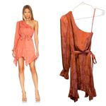 BCBGMAXAZRIA Floral Jacquard One Shoulder Mini Evening Dress Ginger Size 2 NWT Photo 1