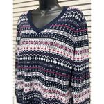 Croft & Barrow Black/Purple V Neck Sweater Long Sleeve Size Large Ribbed Photo 1