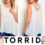 Torrid 🆕 Plus 1X White Hi Low Strappy Back Tank Top Chiffon Shirt NEW Photo 1
