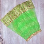 Chiffon tulle maxi long metallic thread Skirt tie back mirror detail green xxl Photo 5