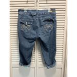 Botin Medium Wash Cuffed Capri Jeans Size 16‎ Mid Rise Pockets Embroidered Blue Photo 2