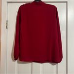 Kasper #129  RUFFLED TIE FRONT V-NECK RED BLOUSE TOP SIZE MEDIUM Photo 3