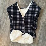 Matilda Jane Womens  size small S reversible Sherpa black gray plaid winter vest Photo 0