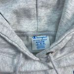 Champion  Reverse Weave Cropped Cut Off Hooded Sweatshirt Light Gray Size Medium Photo 2