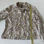 BEREK jacket blazer animal print beads faux suede drawstring collar zip up L Silver Size L Photo 8