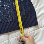 Womens Blue Sequined Long Sleeve Sweater Winter Holiday Christmas Y2K Retro Size M Photo 3