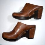 Dansko  Francine Womens Leather Wedge Clogs Heeled Shoes Slip On Brown Size 40 Photo 2
