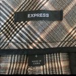 EXPRESS Black, Grey & Beige Plaid Mini Skirt w/ Pockets, 4 Photo 4