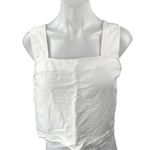 Madewell  Sunside Women's White Linen Button-Back Sleeveless Crop Tank Top Size 4 Photo 0
