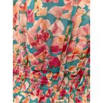 Sam Edelman  Multicolor Floral Dress Pink Teal Ruched Waist Tiered Skirt Sz S EUC Photo 1