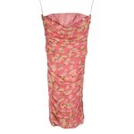 Moschino Floral Daisy Print Strapless Dress Sz 8 Pink Ruched Bodycon Photo 1