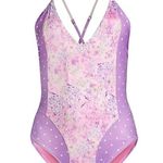 Love Shack Fancy NWT  one piece swim suit in purple Pansy size small Photo 5