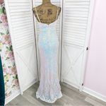 Jules‎ & Cleo Iridescent Sequin Mermaid Sheath Maxi Dress White Juniors 2 Photo 5