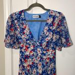 Rixo Florida Floral Daisy Flutter Sleeve Midi Dress Empire Waist Daisy NWOT Blue Photo 4