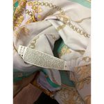 NEW Forever Purple Silk Satin Scarf Chain Floral Button Down Shirt Top Size XS Photo 4