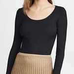 Vince  Long Sleeve Deep Scoop Neck Top in Black Photo 1